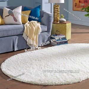 Длинноворсный Ковер Шагги Белый Овальный